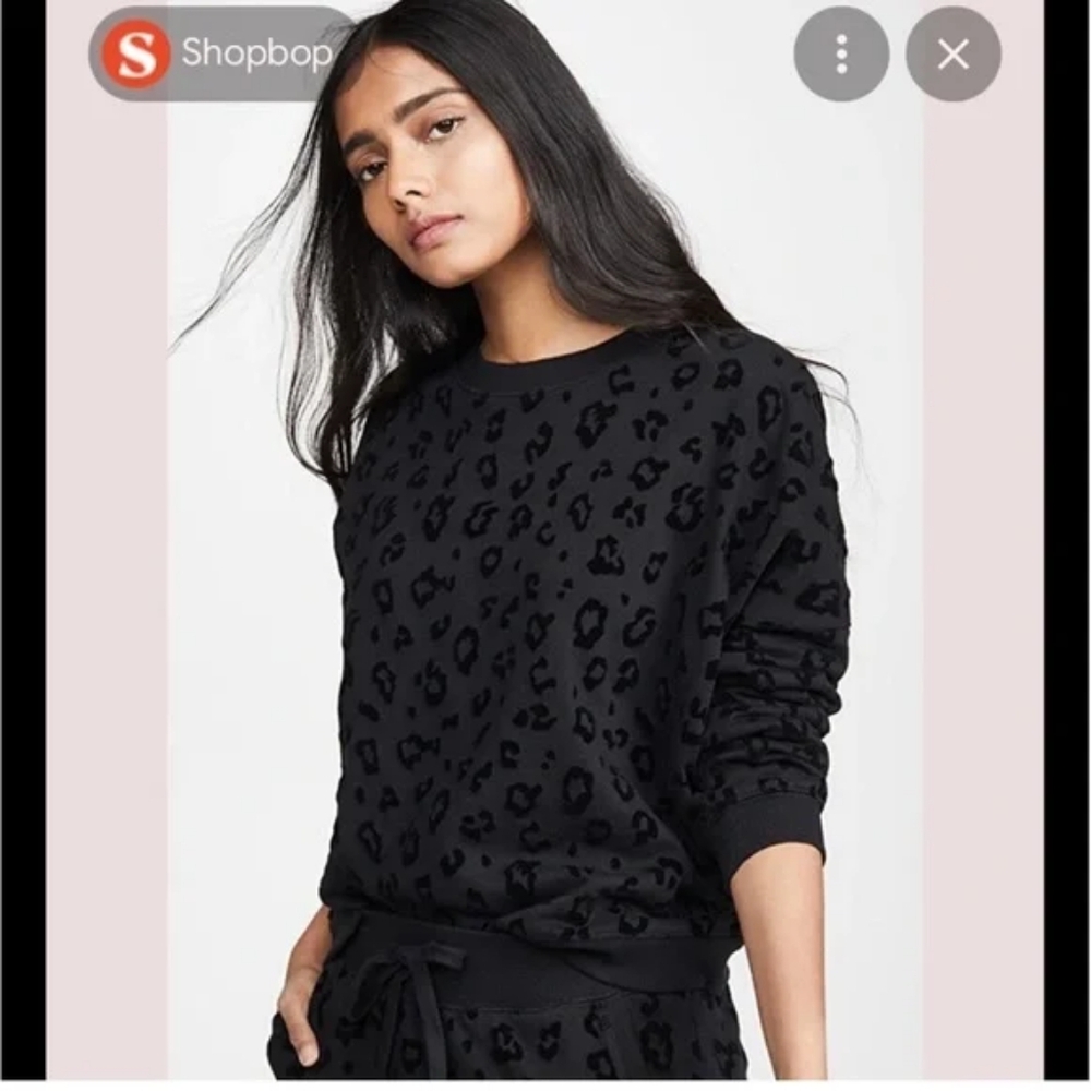 Z Supply Black Flocked Textured Patterned Crew Neck Sweater Women's Small